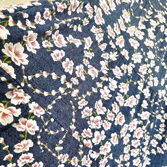 Emi & Joe Women's Medium Long Skirt Blue & Pink Floral Flare A-Line Dressy - Picture 7 of 11